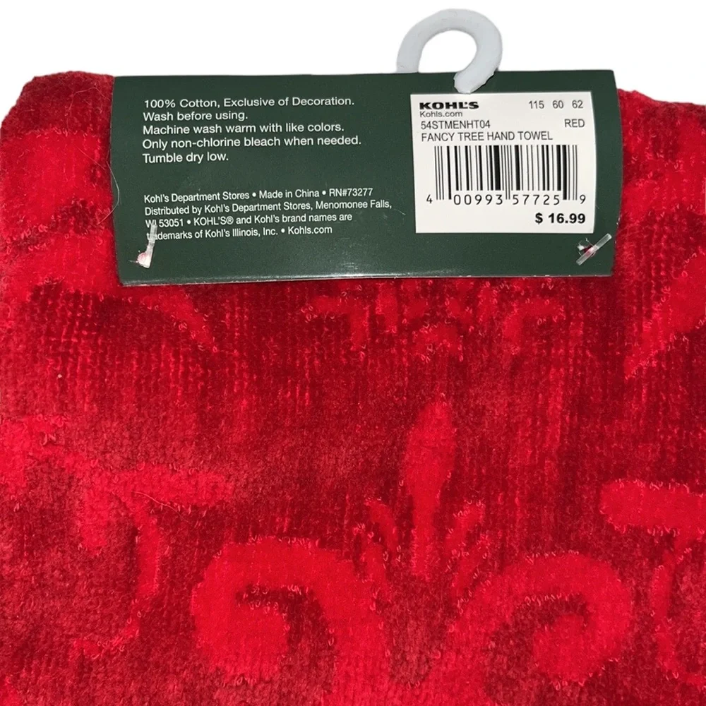 Red & Gold Christmas Tree Hand Towels~NWT~Set of 2~St. Nicholas Square